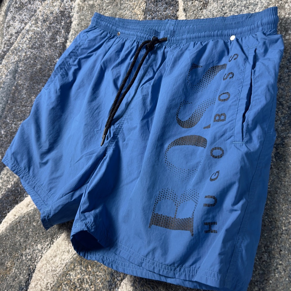 Hugo Boss Octopus Swim Shorts Mens XL Blue Logo Designer Trunks Summer Beachwear